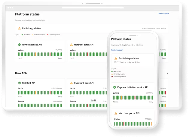 Status portal mockup